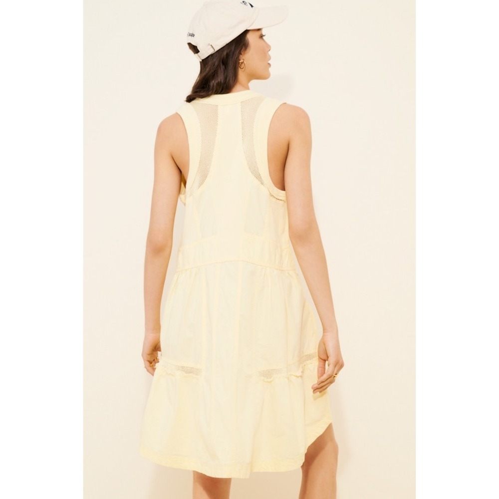 Daily Practice Anthropologie Mini Dress Zip Front Mesh Size XL Yellow Womens - Picture 2 of 10